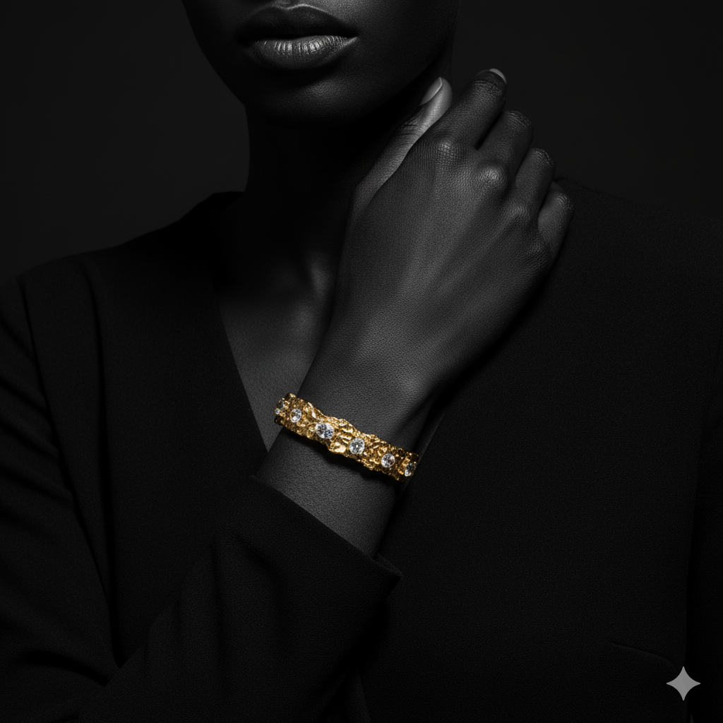 JEWELIXIRS textured gems cuff bracelet