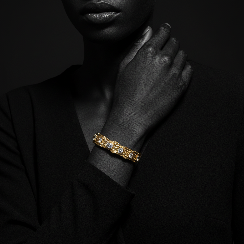 JEWELIXIRS Textured Gems Cuff Bracelet