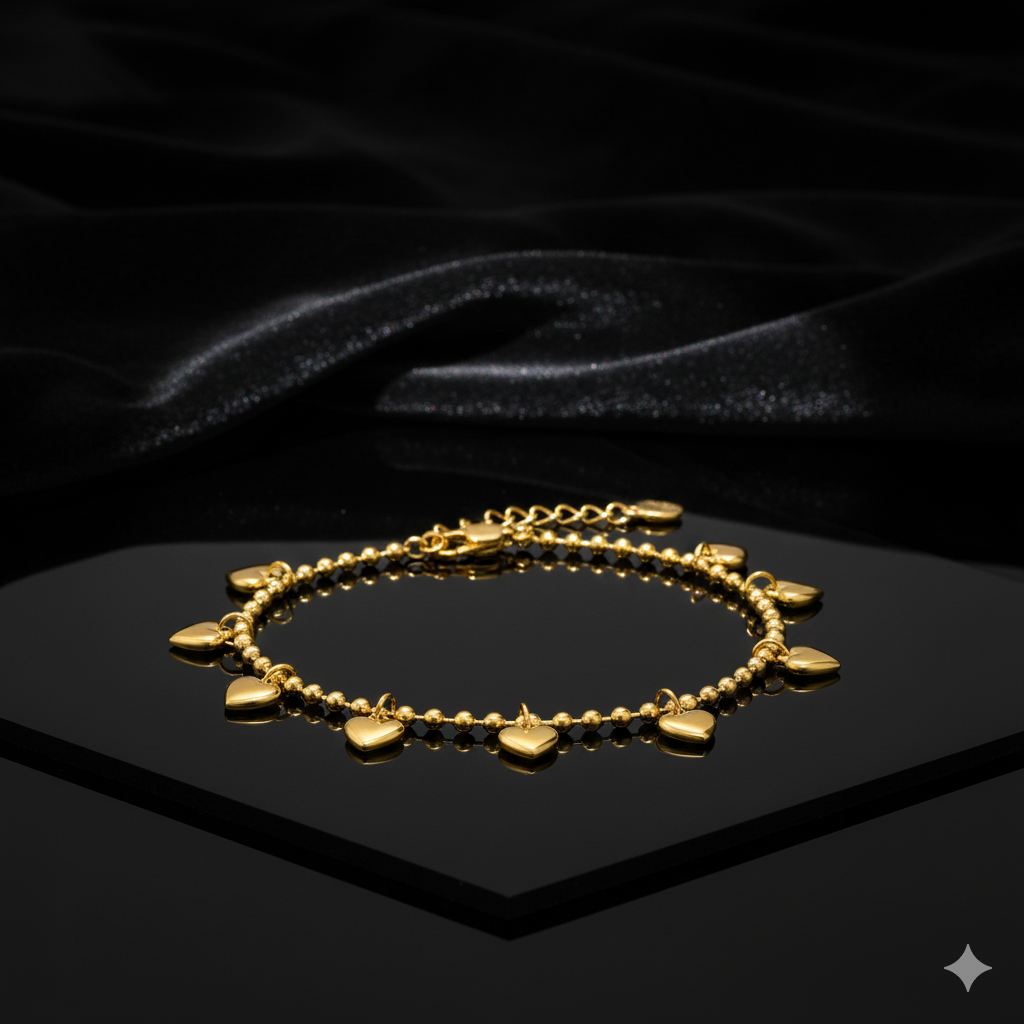 JEWELIXIRS Heart Charm Ball Chain Bracelet