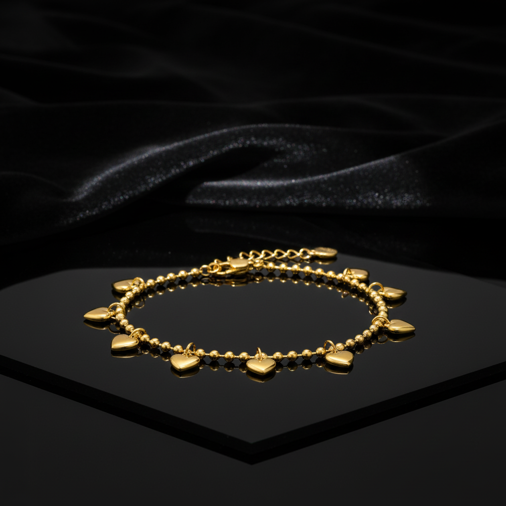 JEWELIXIRS Heart Charm Ball Chain Bracelet