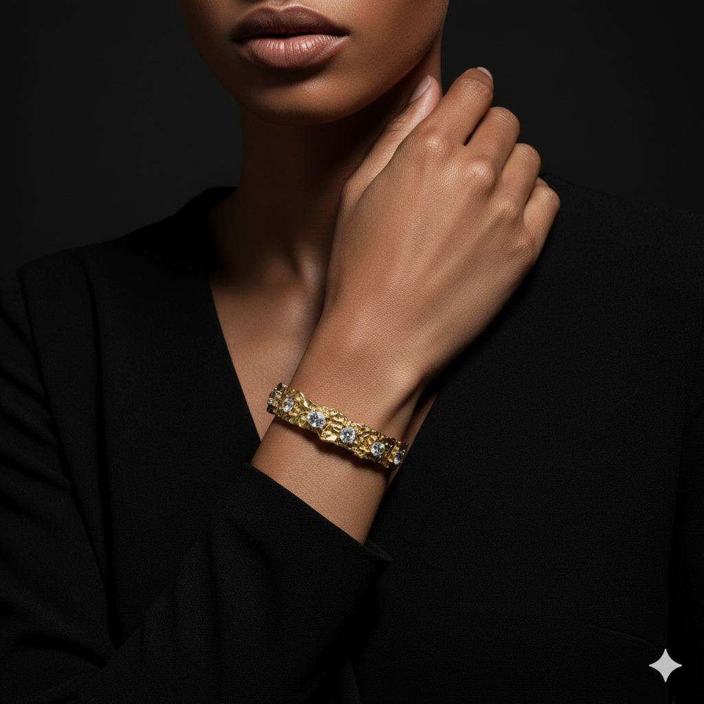 JEWELIXIRS textured gems cuff bracelet