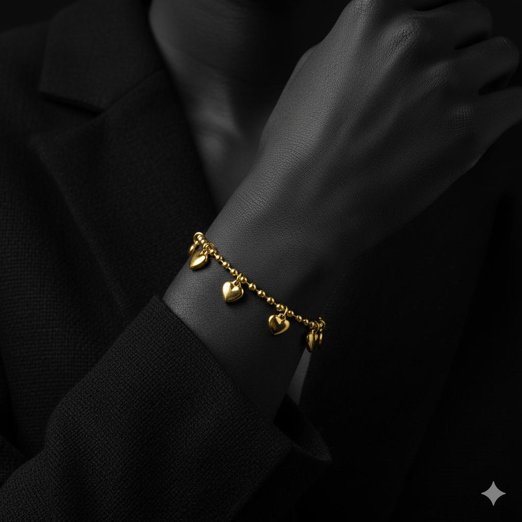 JEWELIXIRS Heart Charm Ball Chain Bracelet