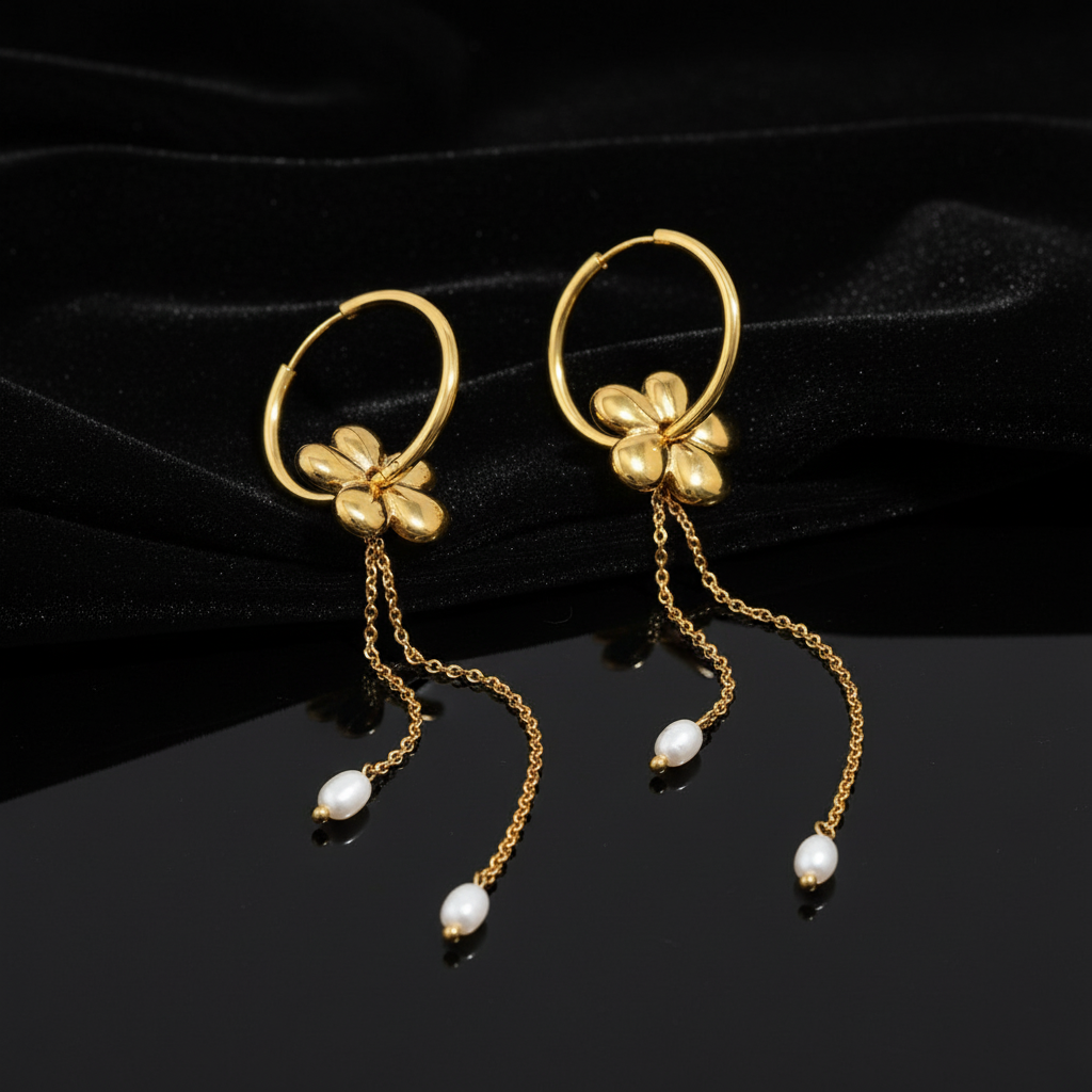 JEWELIXIRS Blossom Pearl Hoop Earring