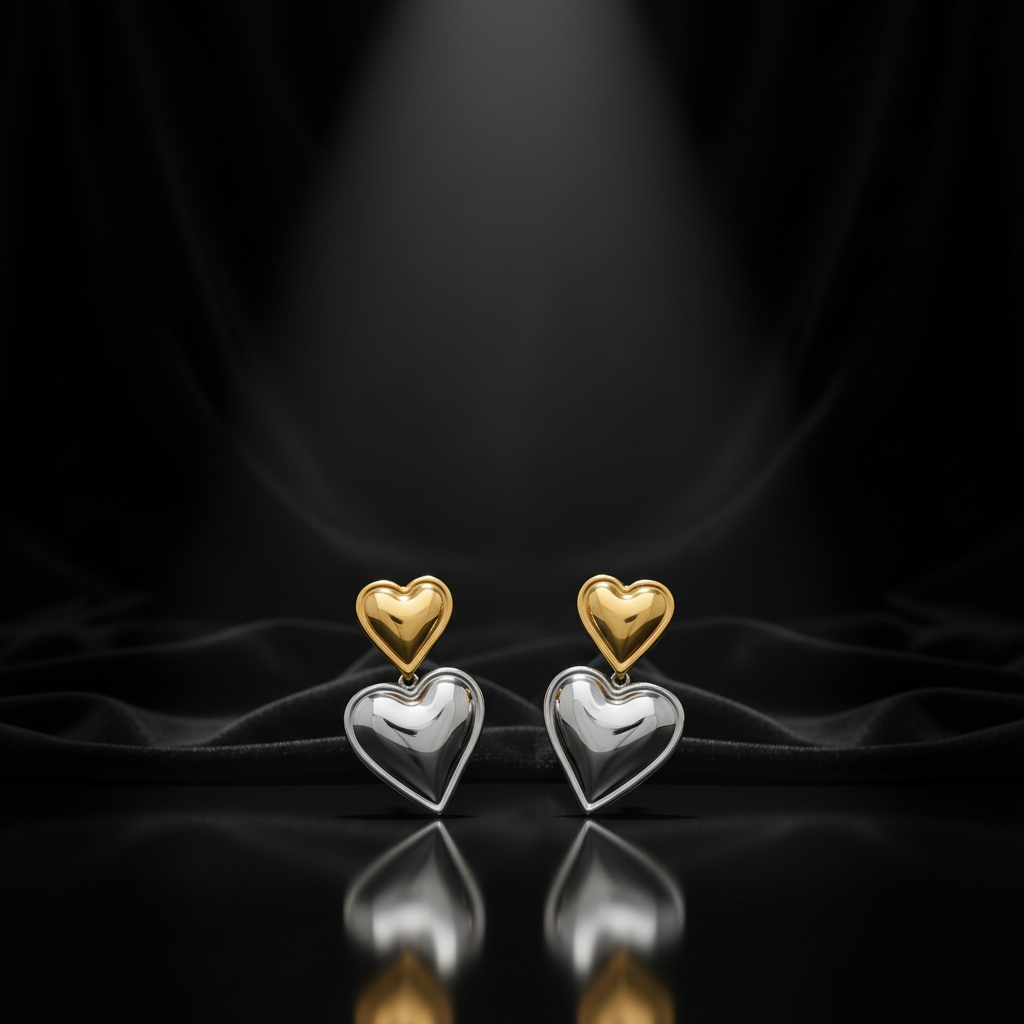 JEWELIXIRS cascading puffed heart drop earrings