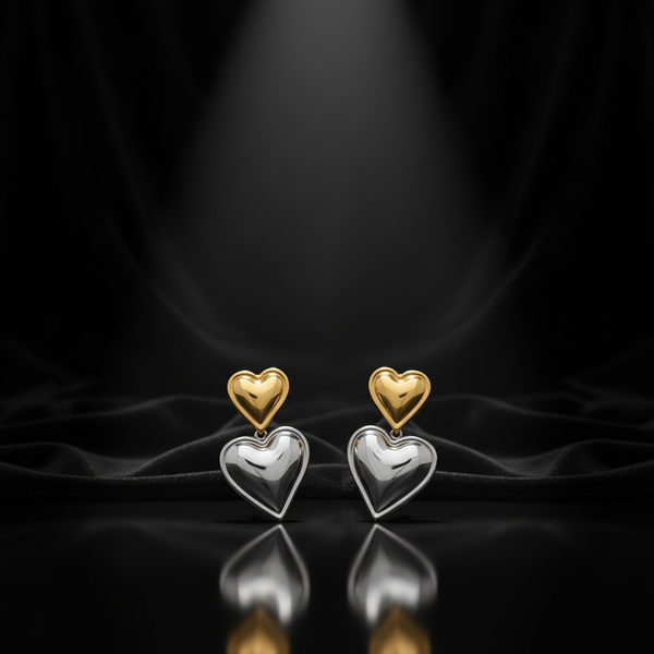 JEWELIXIRS cascading puffed heart drop earrings