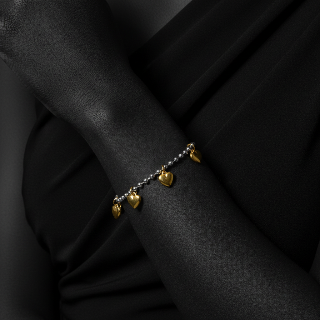 JEWELIXIRS Heart Charm Ball Chain Bracelet