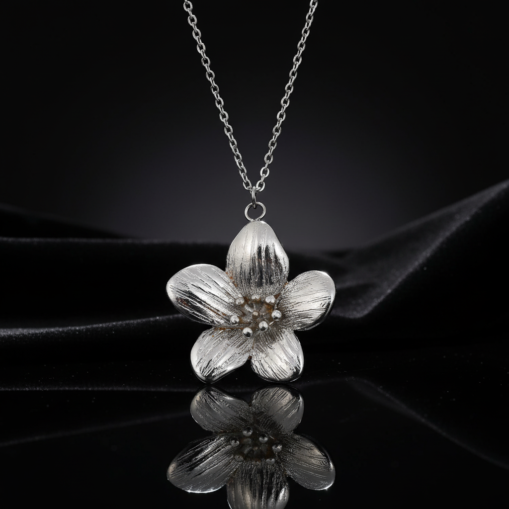 JEWELIXIRS Textured Flower Pendant Necklace