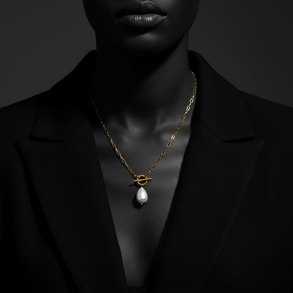 JEWELIXIRS Pearl Toggle Necklace