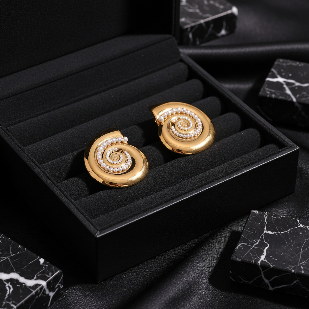 JEWELIXIRS Nautilus Pearl Stud Earring