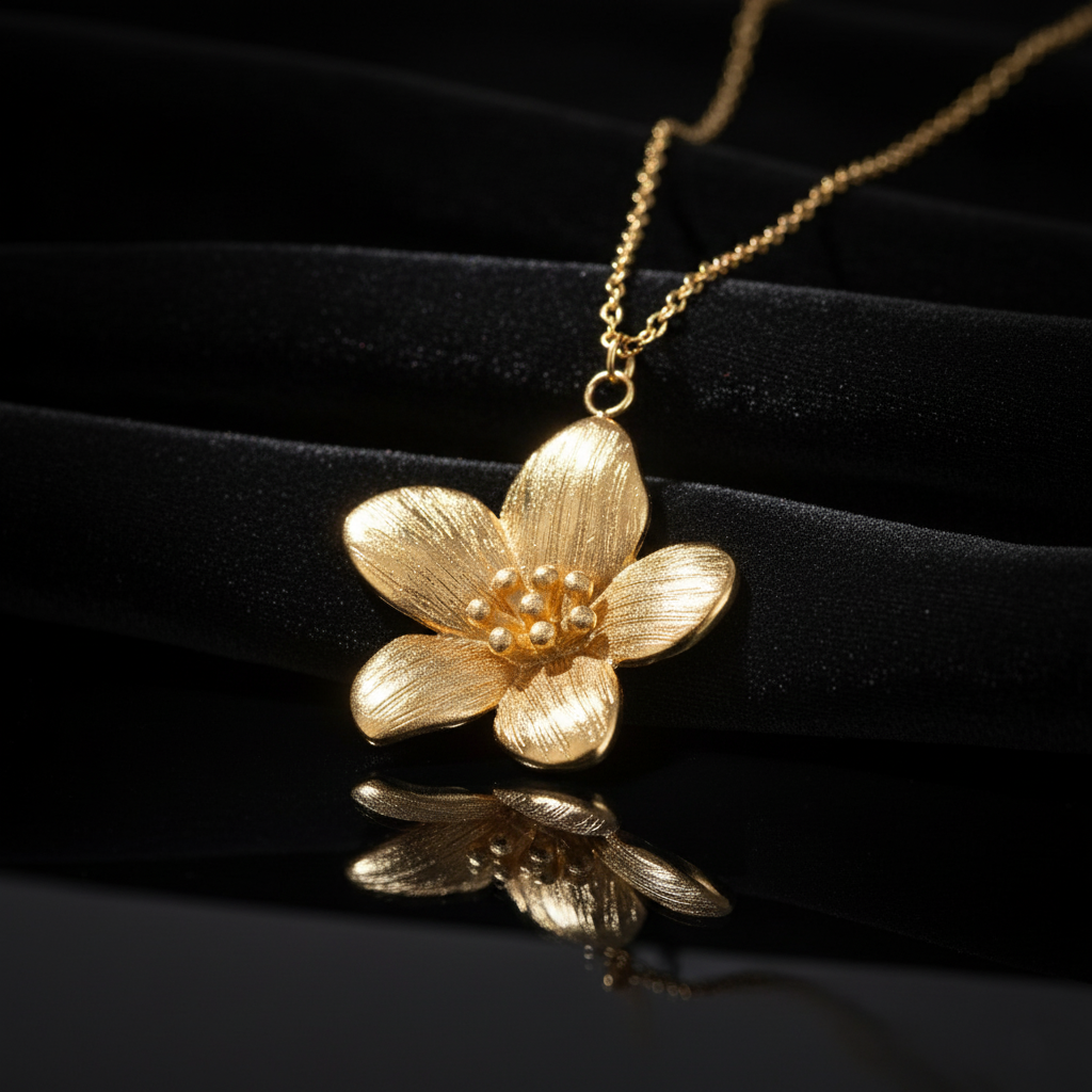JEWELIXIRS Textured Flower Pendant Necklace