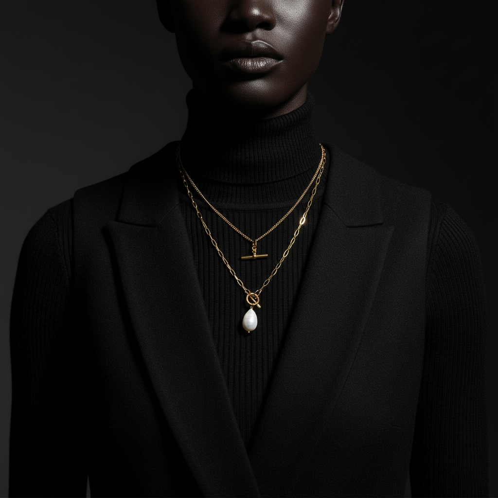 JEWELIXIRS Pearl Toggle Necklace