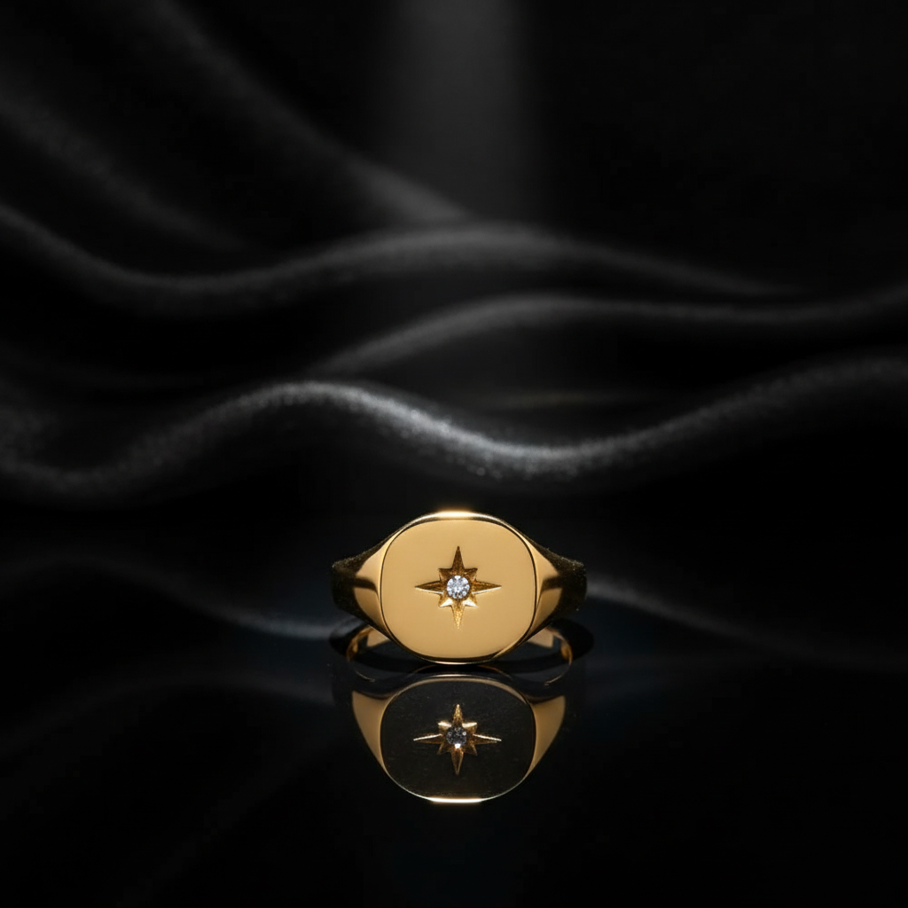 JEWELIXIRS Compass Signet Ring