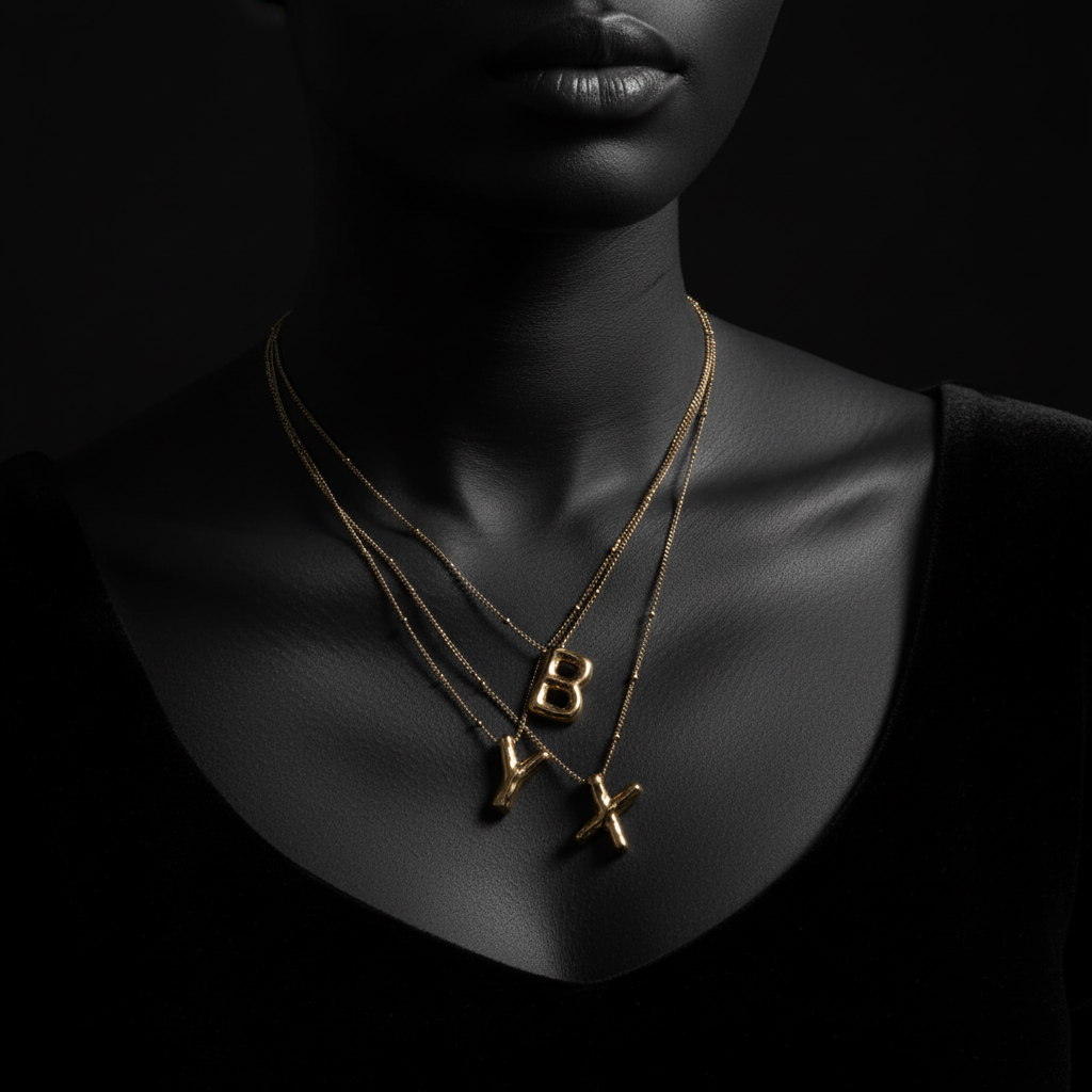 JEWELIXIRS Puffed Letters Necklaces