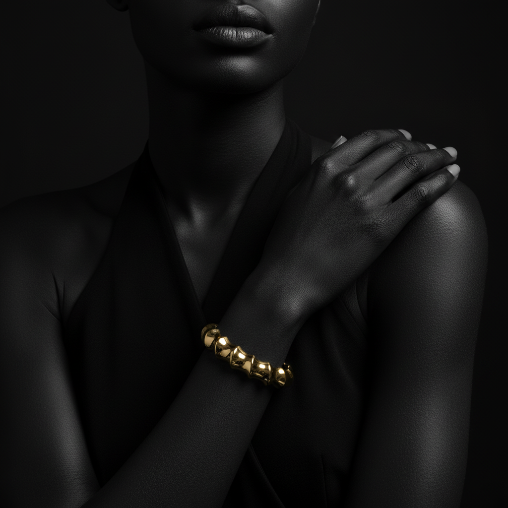 JEWELIXIRS Puffed Bamboo Cuff Bracelet