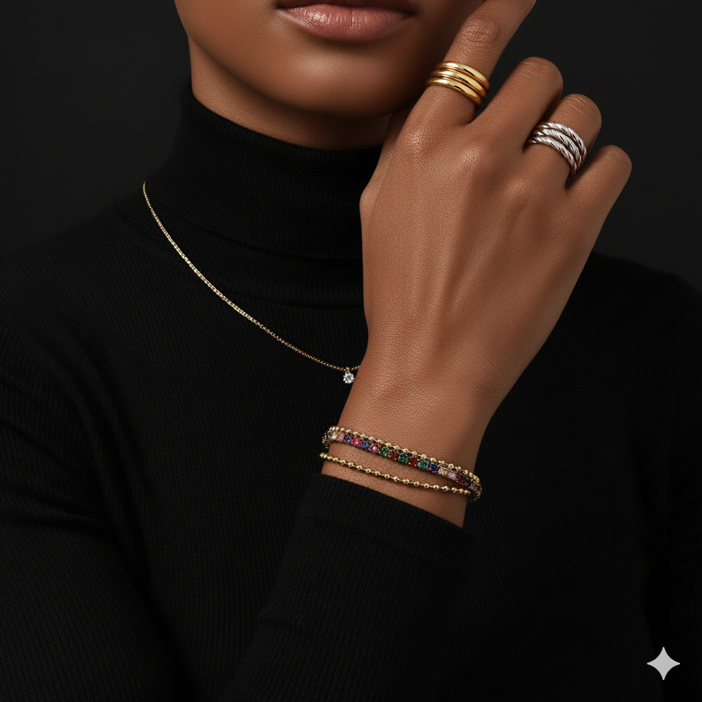 JEWELIXIRS Triple Strand Gem Bracelet