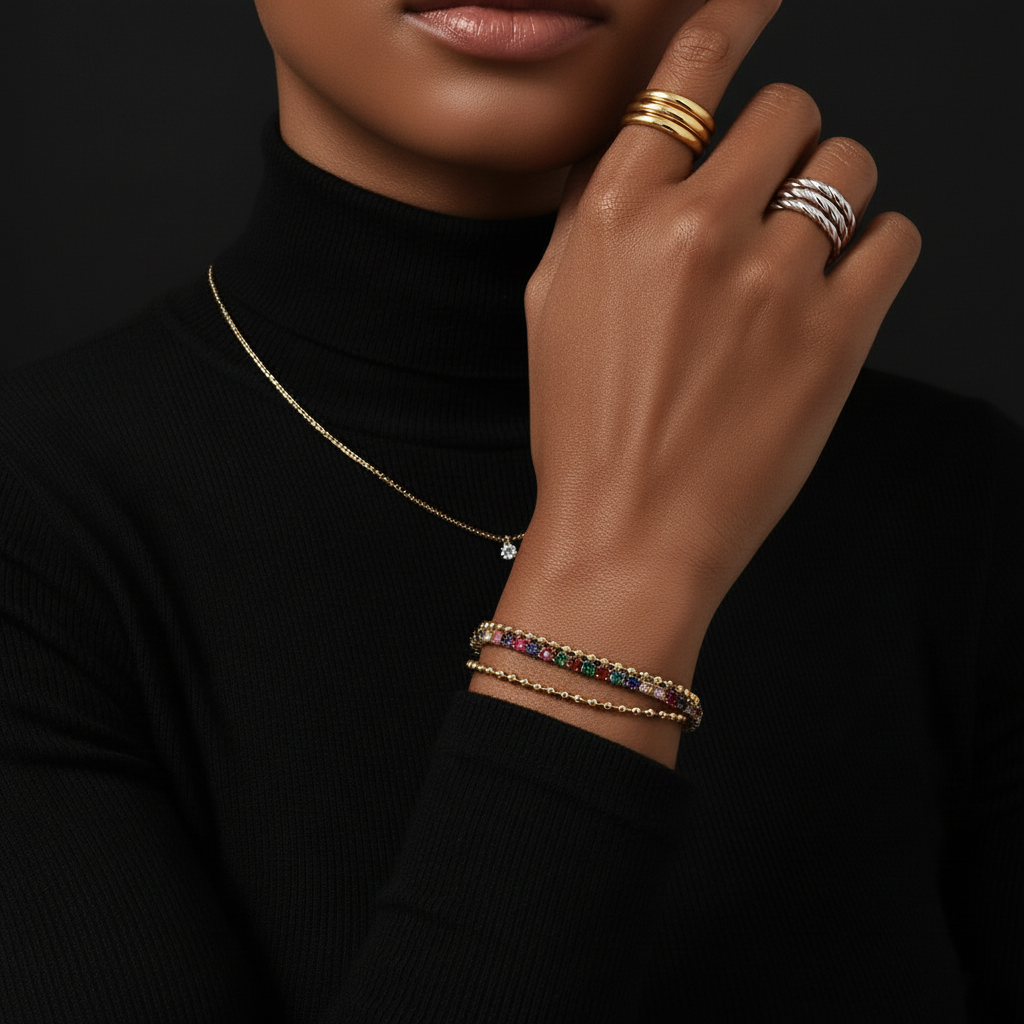 JEWELIXIRS Triple Strand Gem Bracelet