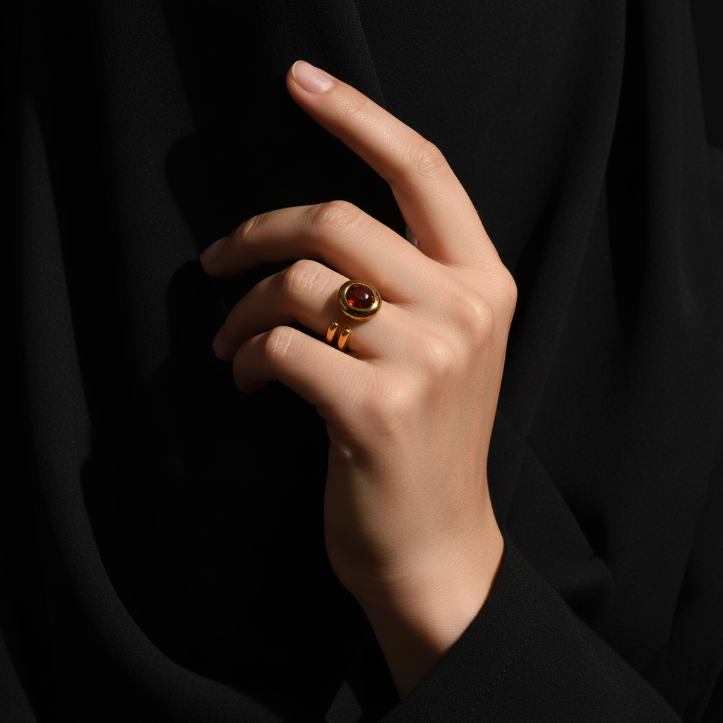 JEWELIXIRS Red Swirl Ring