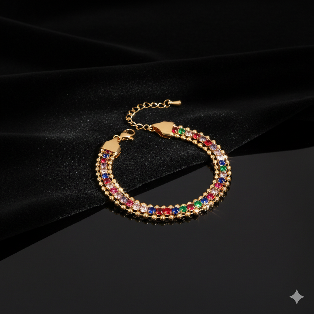 JEWELIXIRS Triple Strand Gem Bracelet