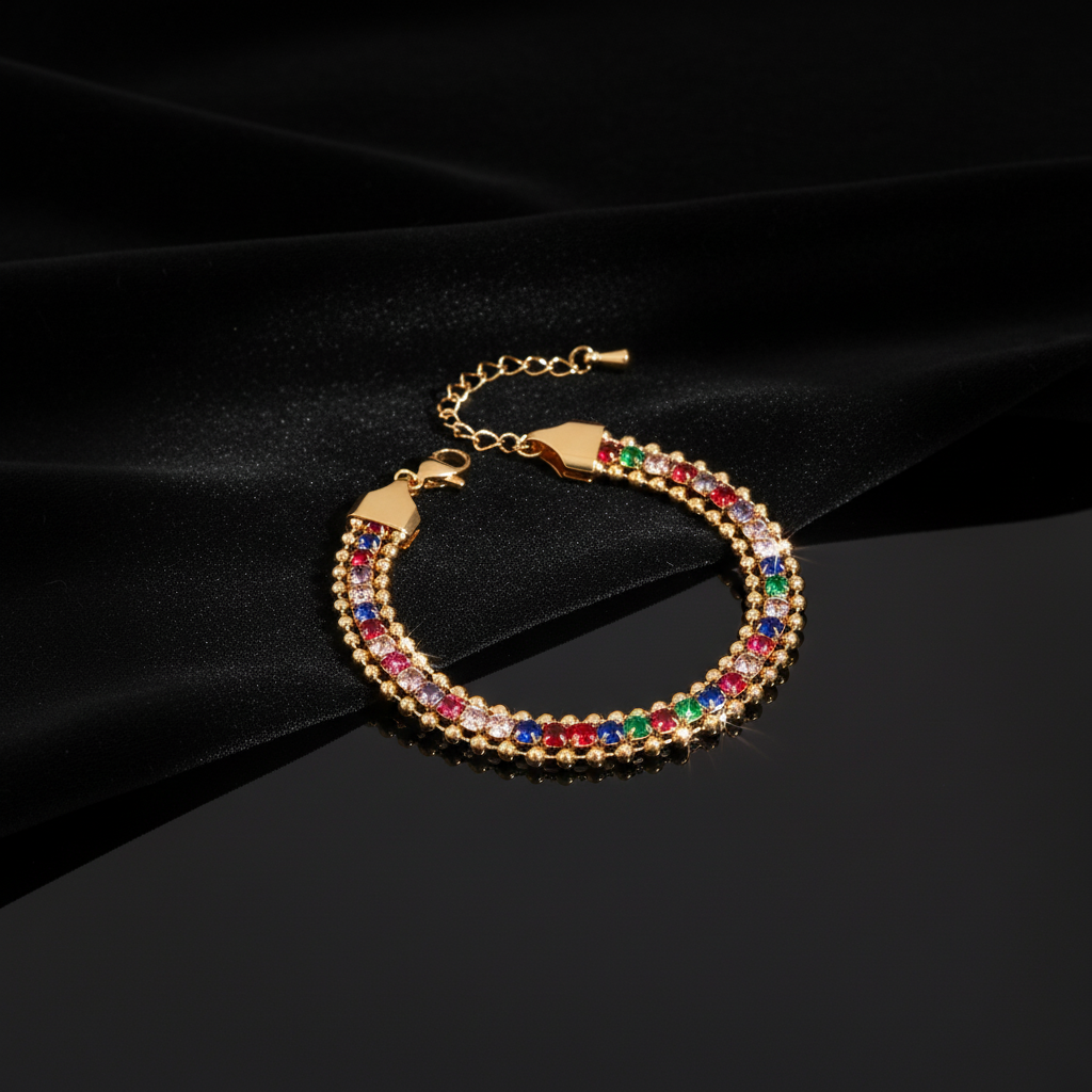 JEWELIXIRS Triple Strand Gem Bracelet