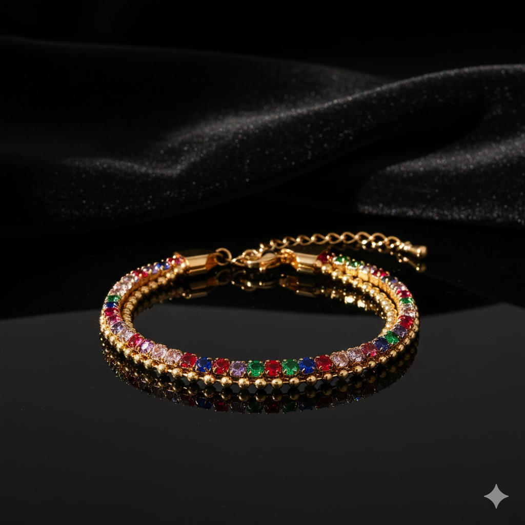 JEWELIXIRS Triple Strand Gem Bracelet