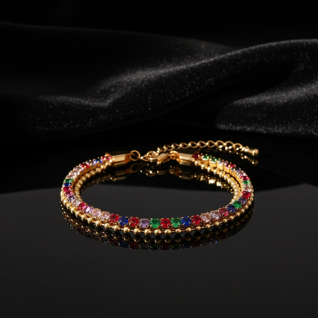 JEWELIXIRS Triple Strand Gem Bracelet