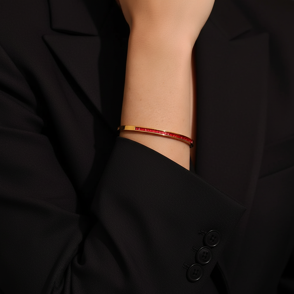 JEWELIXIRS Channel-Set Hinge Bangle