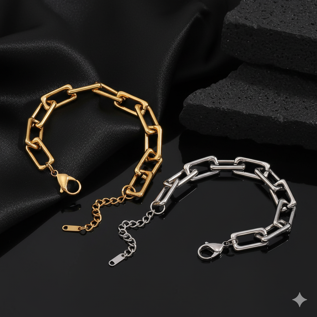 JEWELIXIRS Rectangular Link Bracelet
