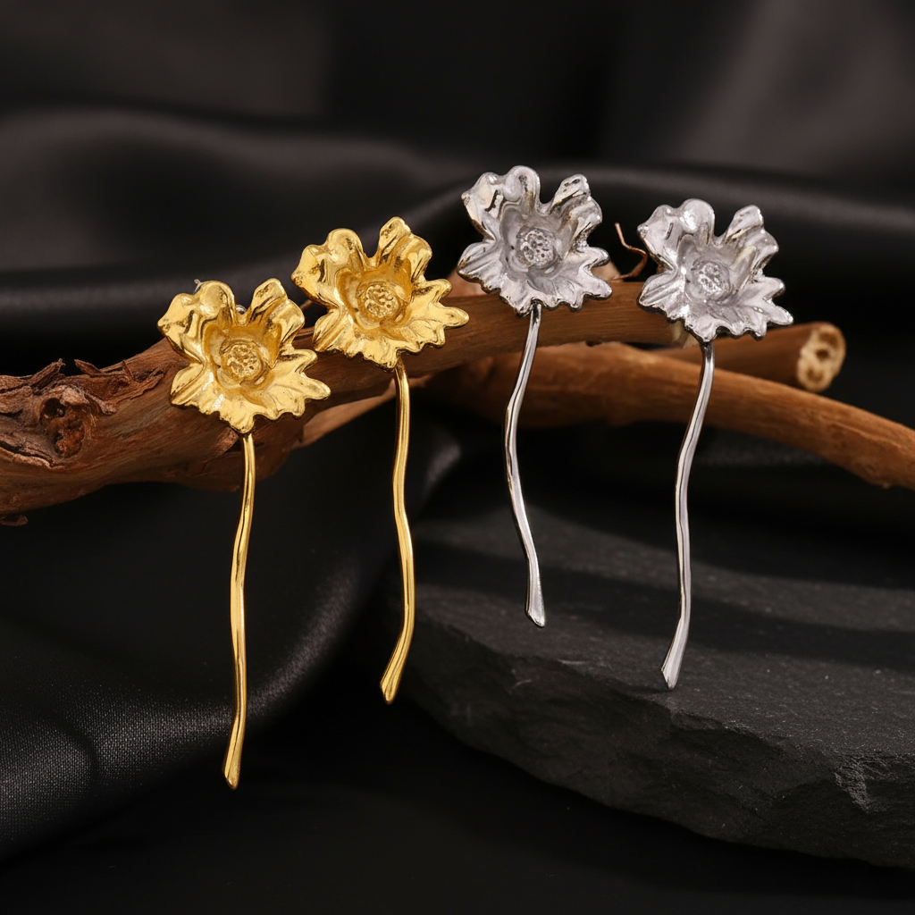 JEWELIXIRS molten floral drop earrings