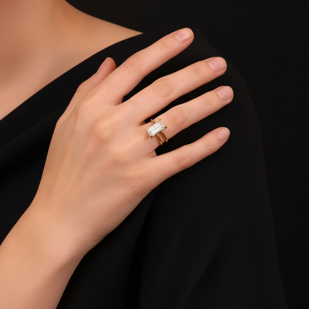 JEWELIXIRS Emerald Duo Ring