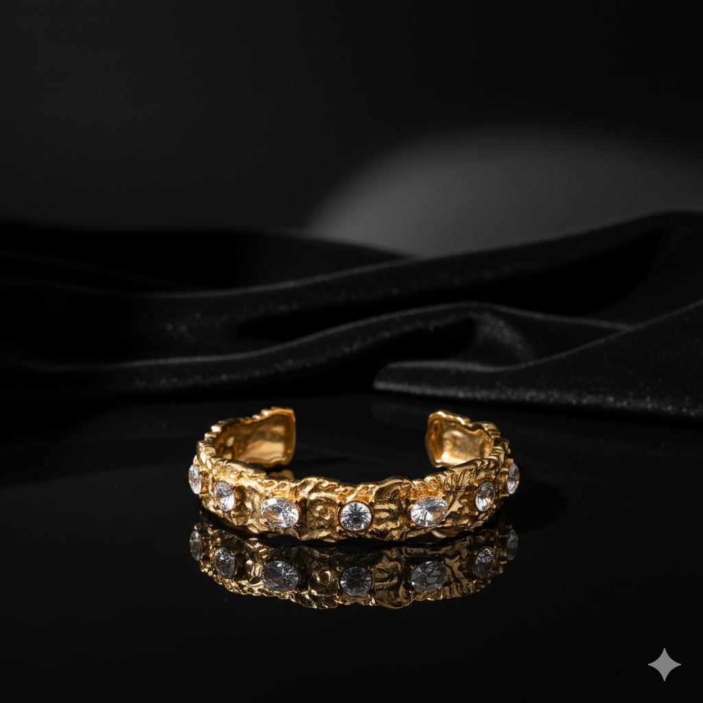 JEWELIXIRS textured gems cuff bracelet