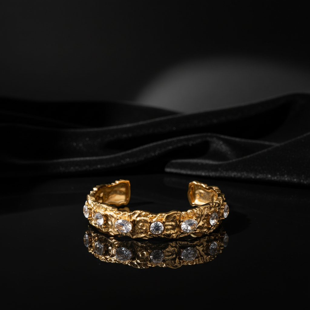 JEWELIXIRS Textured Gems Cuff Bracelet