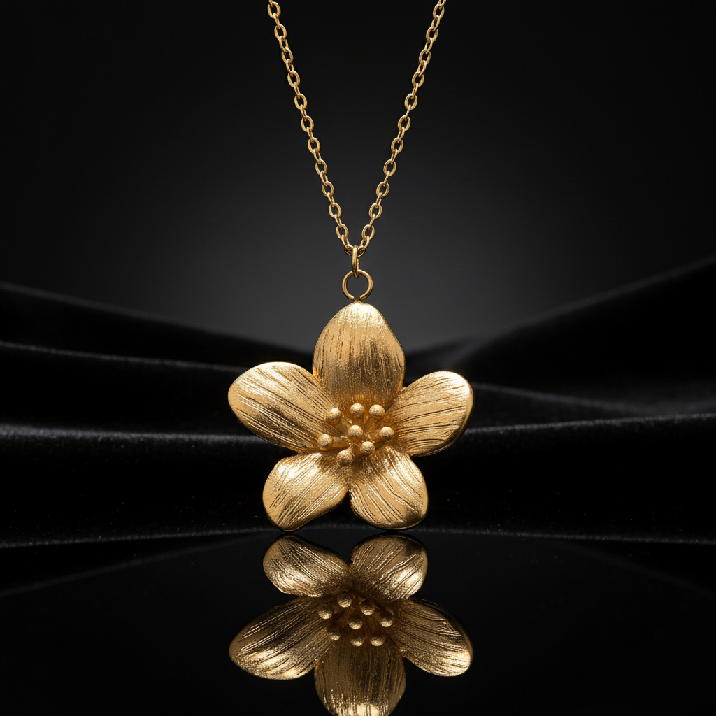JEWELIXIRS Textured Flower Pendant Necklace