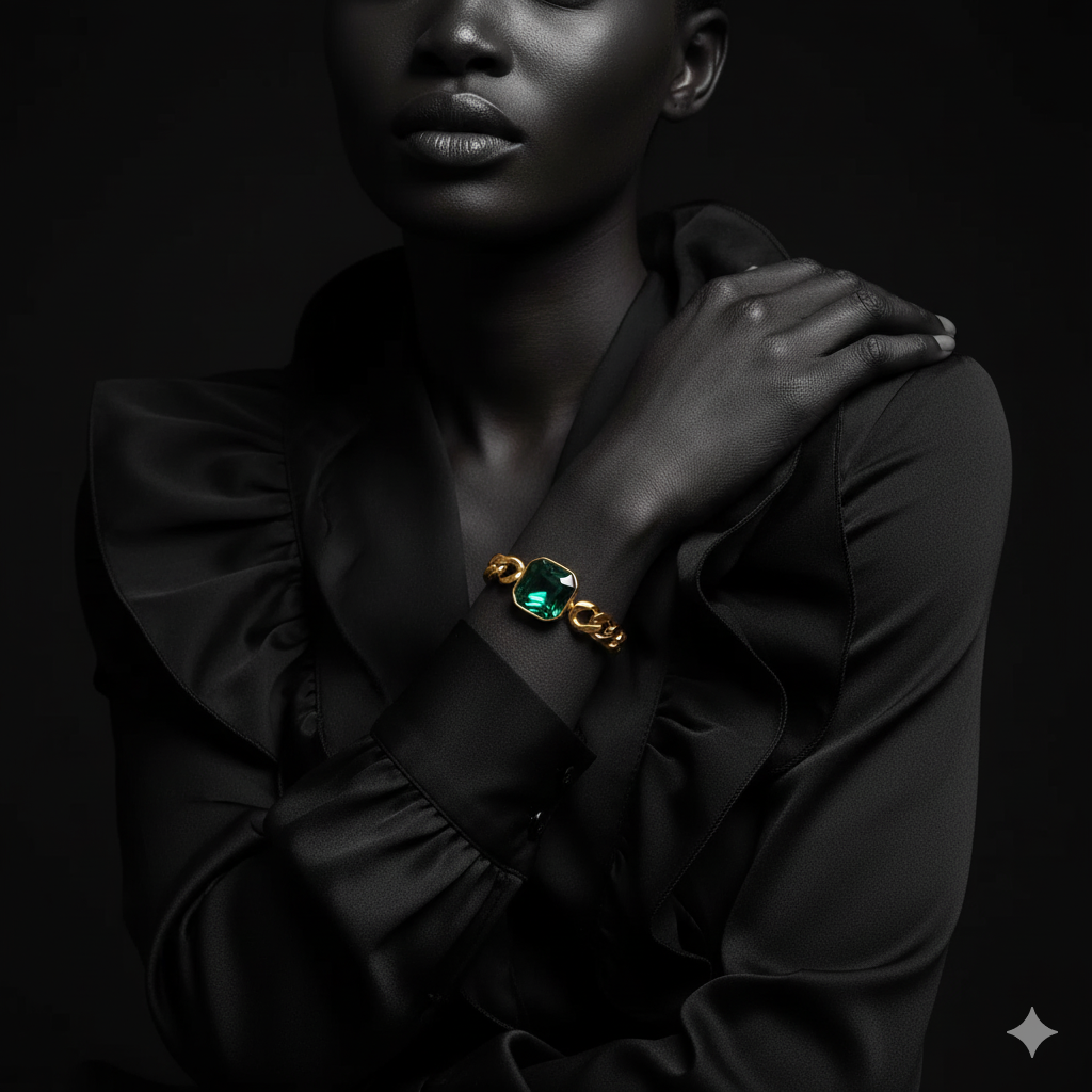 Nivora Cuban Chain Necklace Bracelet For Women Stainless Steel Women Jewelry Set Red Green Color Square Crystal Wedding Jewelry