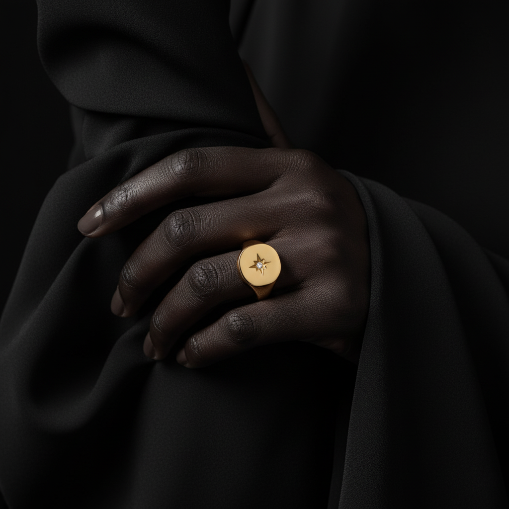 JEWELIXIRS Compass Signet Ring