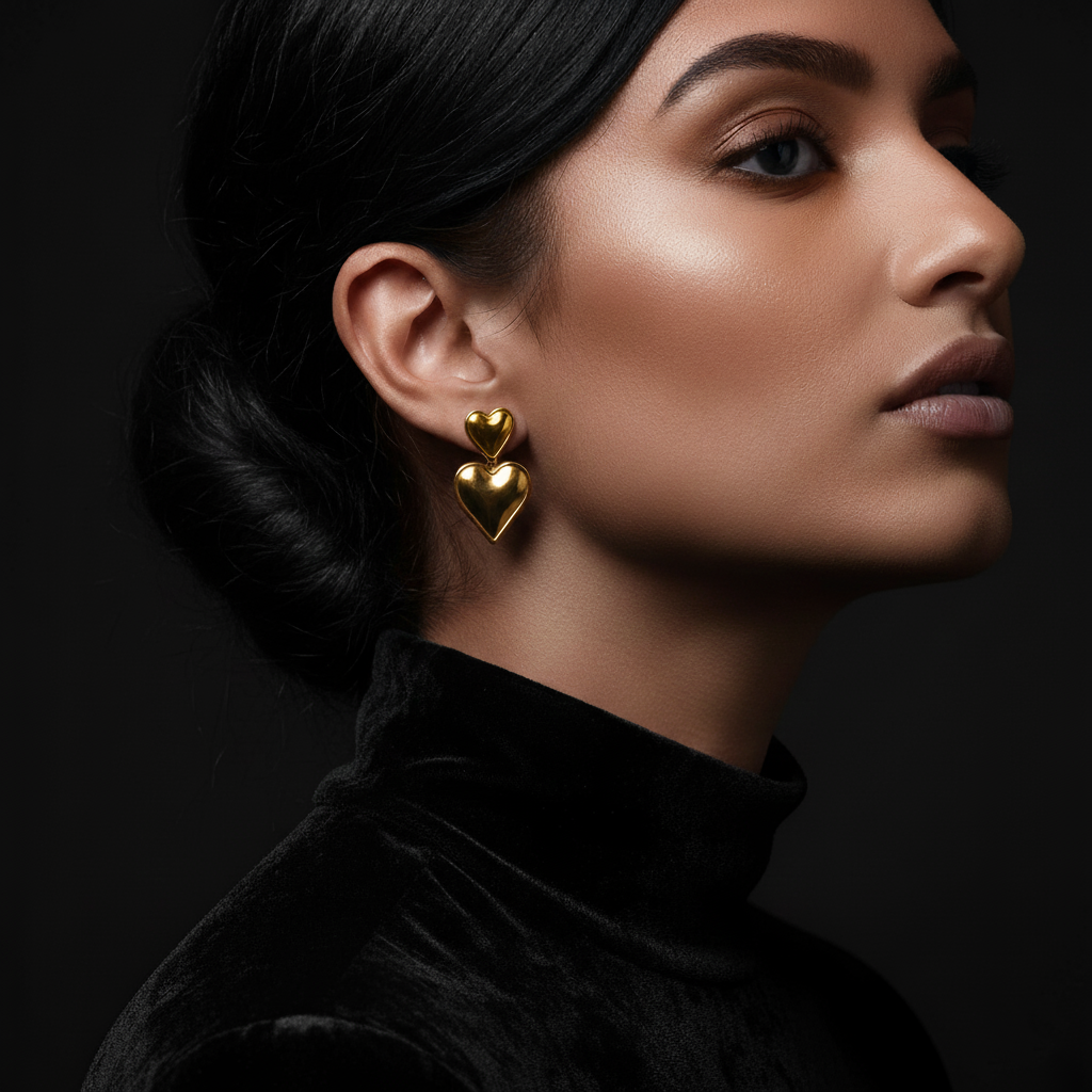 JEWELIXIRS cascading puffed heart drop earrings