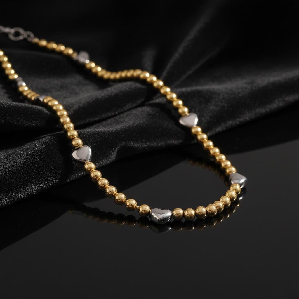 EWELIXIRS Two-Tone Heart Bead Necklace