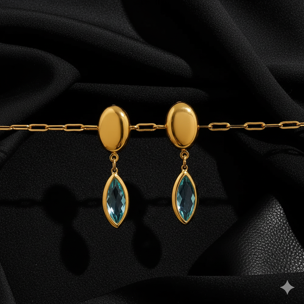 Nivora Shine Geometric Glass Stainless Steel Drop Earrings for Women Mother Hypoallergenic Dangle Earrings Jewelry Wedding Gifts