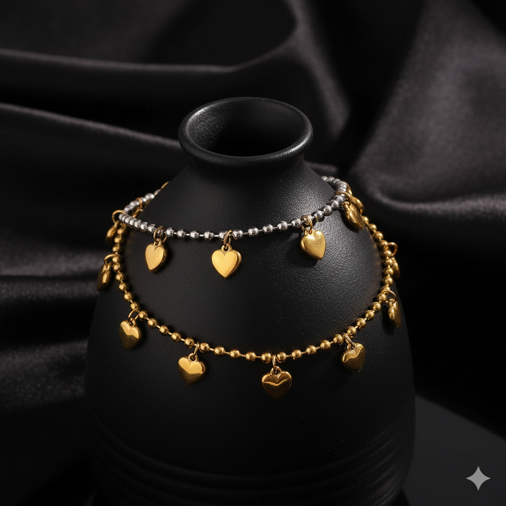 JEWELIXIRS Heart Charm Ball Chain Bracelet