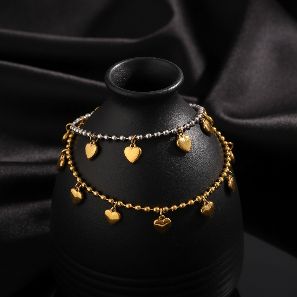 JEWELIXIRS Heart Charm Ball Chain Bracelet