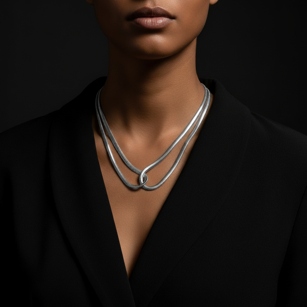 JEWELIXIRS Interlock Snake Chain Necklace