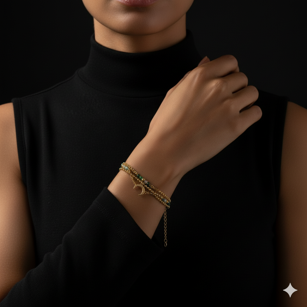 JEWELIXIRS Crescent Beaded Bracelet