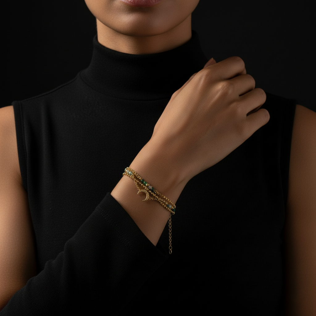 JEWELIXIRS Crescent Beaded Bracelet