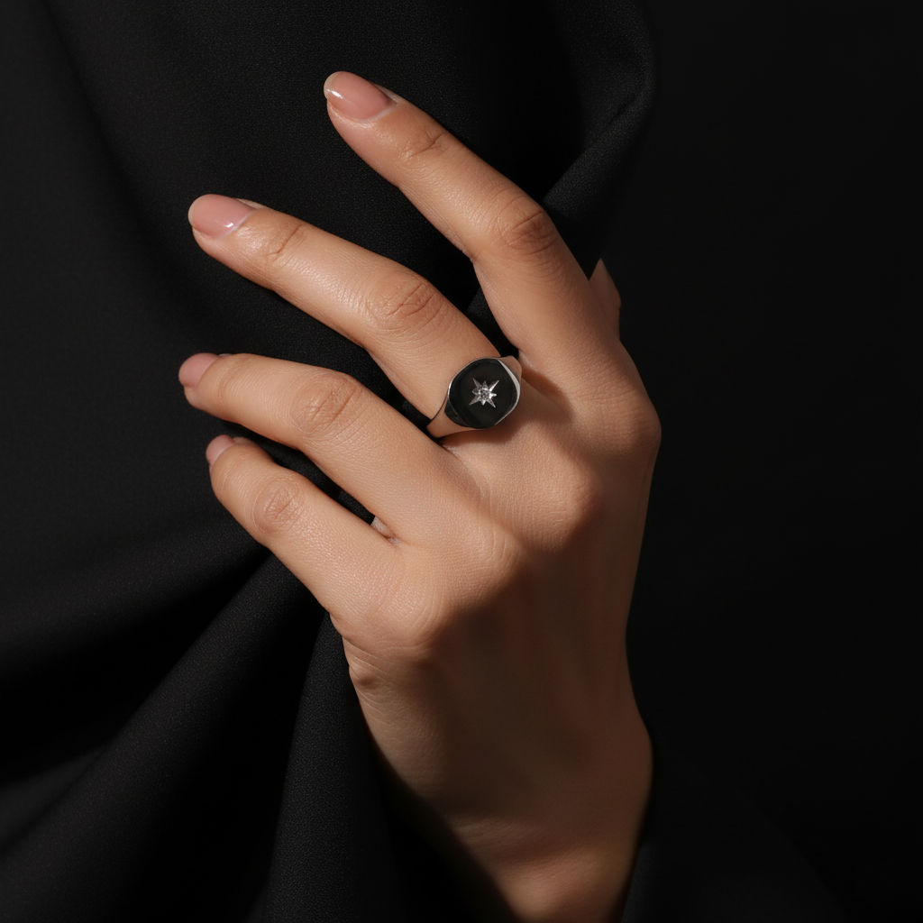 JEWELIXIRS Compass Signet Ring