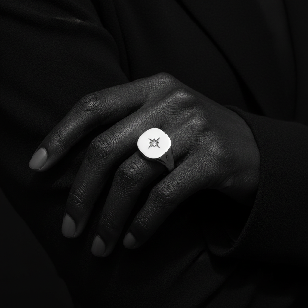 JEWELIXIRS Compass Signet Ring