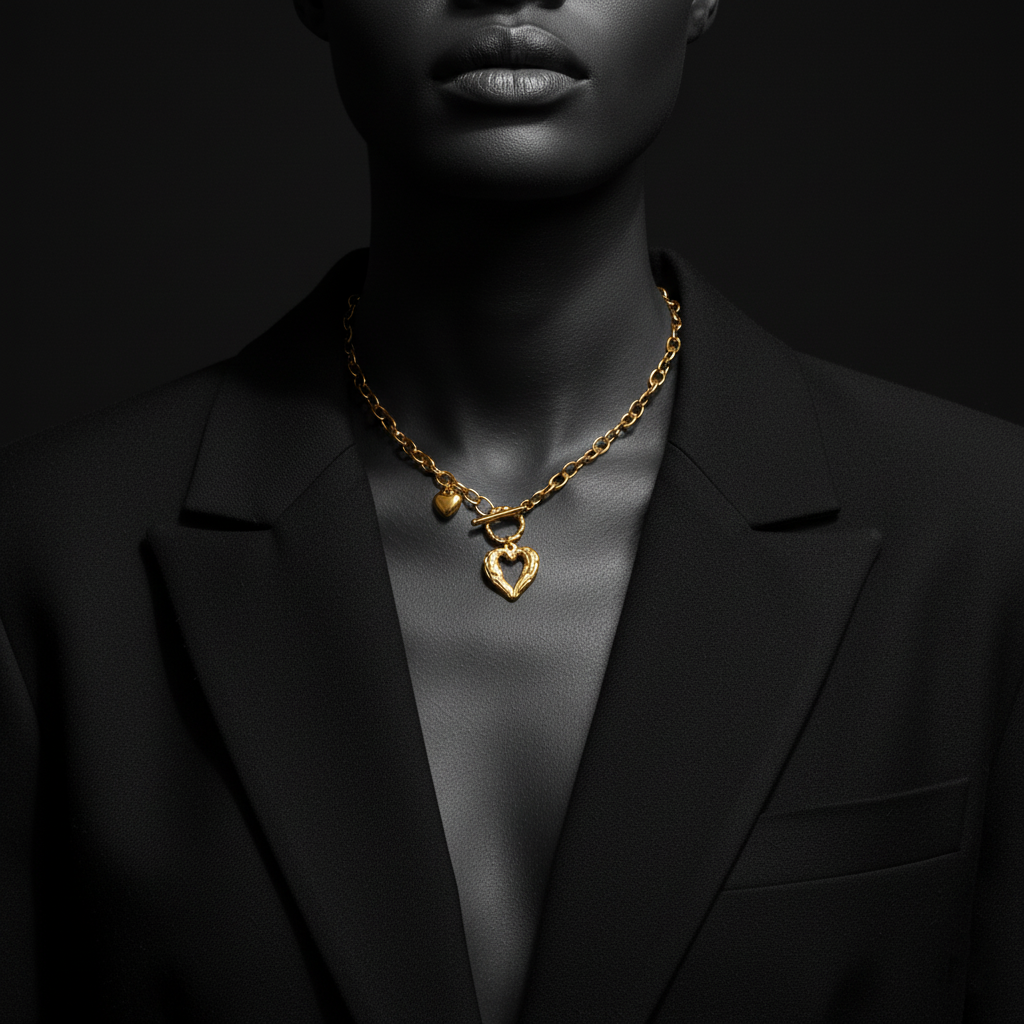 JEWELIXIRS Organic Heart Toggle Necklace