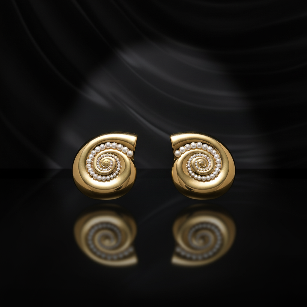 JEWELIXIRS Nautilus Pearl Stud Earring