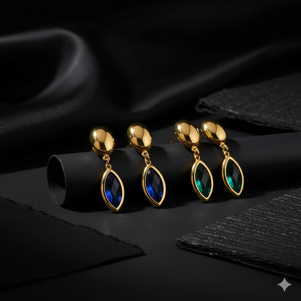 Nivora Shine Geometric Glass Stainless Steel Drop Earrings for Women Mother Hypoallergenic Dangle Earrings Jewelry Wedding Gifts