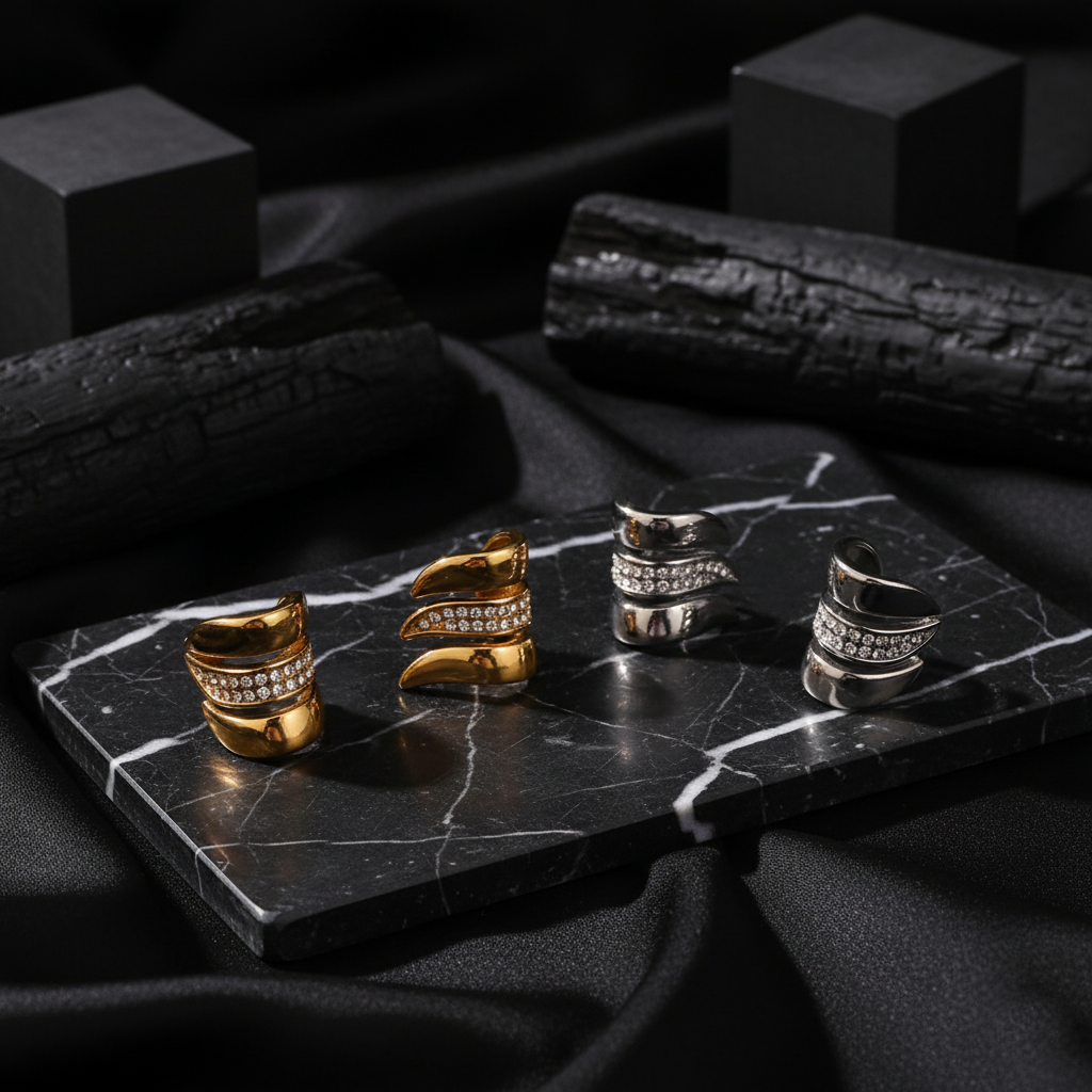 JEWELIXIRS tri-claw ear cuff studs