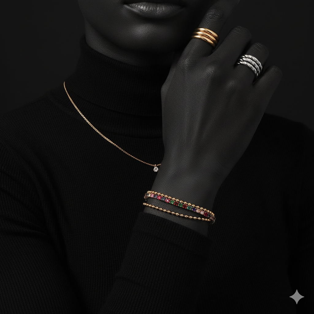 JEWELIXIRS Triple Strand Gem Bracelet