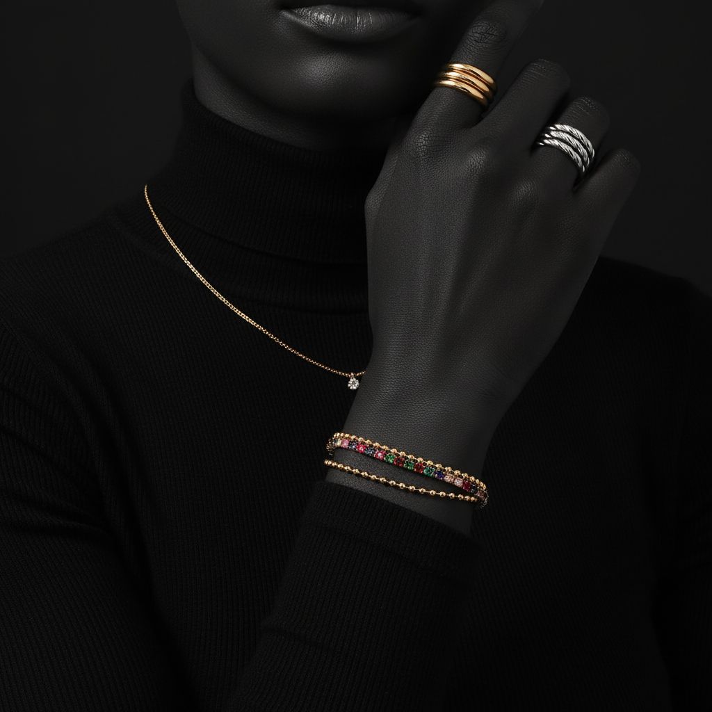 JEWELIXIRS Triple Strand Gem Bracelet